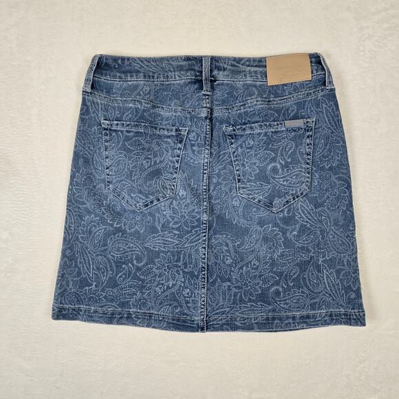 Seven7 Delancy Denim Skirt Pleated Paisley Womens 4 Mini Skirt 0746 - Picture 2 of 9